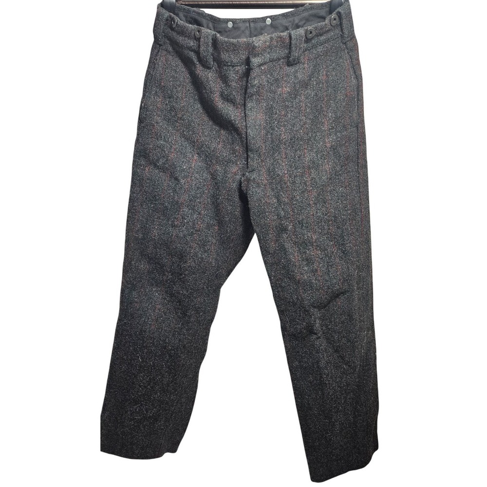 Woolrich Vintage Men 34 Wool Blend Windowpane Trousers Grey Red Made in USA 90s*
